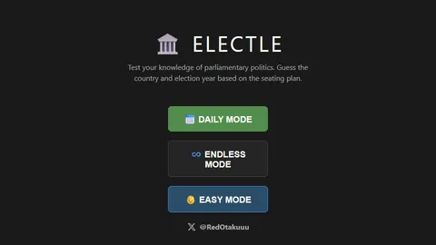 Electle official game page captured in a desktop browser