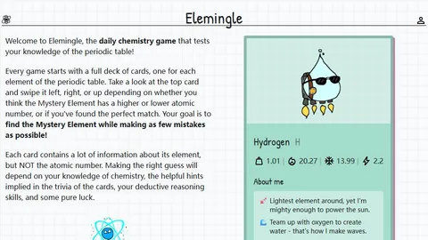 Elemingle official game page captured in a desktop browser