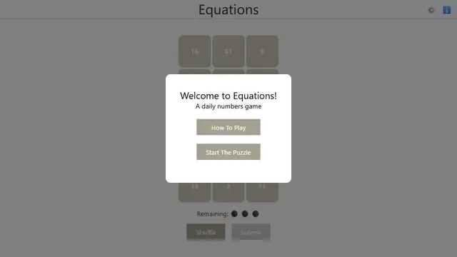 Equations official game page captured in a desktop browser