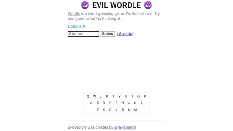 'Evil Wordle' game in progress