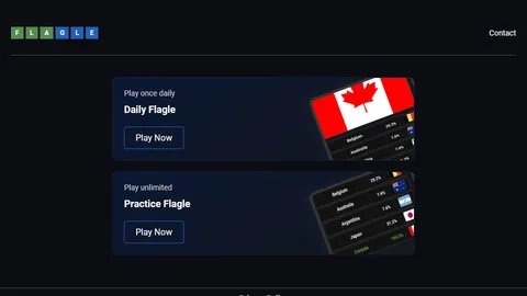 Flagle Game official game page captured in a desktop browser