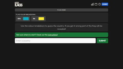 Flags Game official game page captured in a desktop browser
