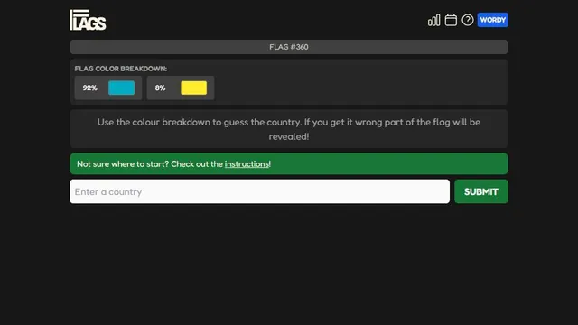 Flags Game official game page captured in a desktop browser
