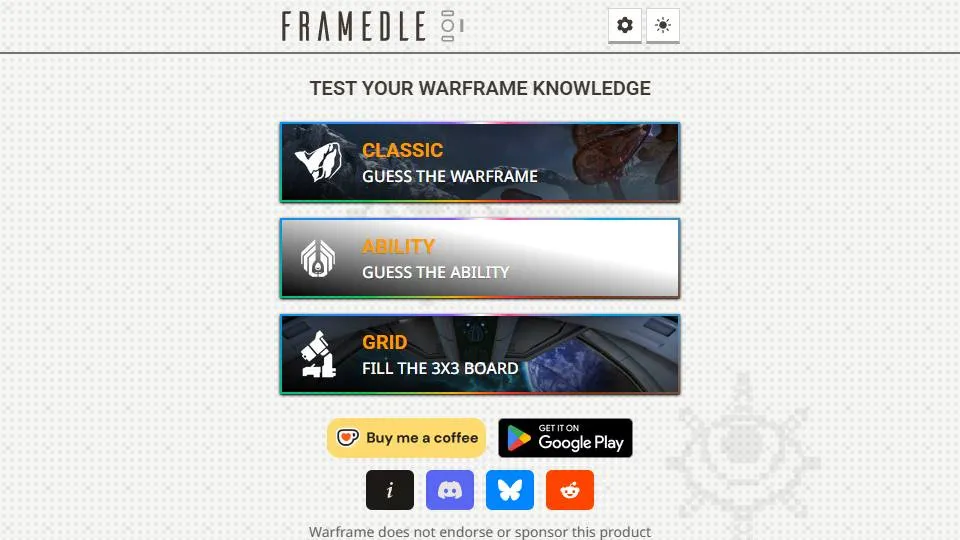 Framedle official game page captured in a desktop browser