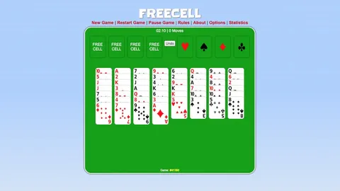 FreeCell official game page captured in a desktop browser