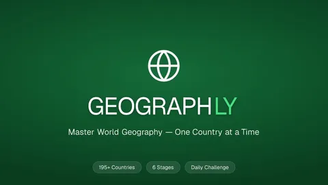 Geographly official game page captured in a desktop browser