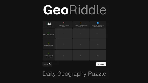 GeoRiddle official game page captured in a desktop browser