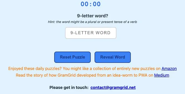 'GramGrid' game in progress