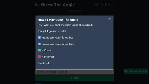 Guess The Angle official game page captured in a desktop browser