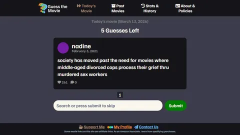 GuessTheMovie.me official game page captured in a desktop browser