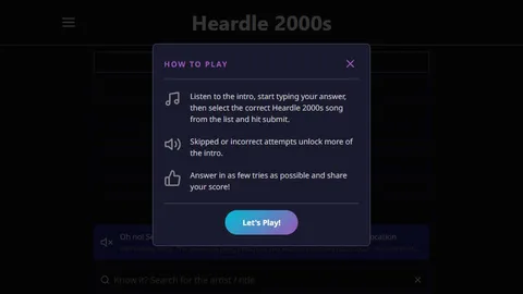 Heardle 2000's official game page captured in a desktop browser