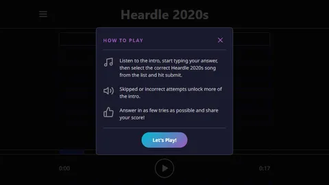 Heardle 2020's official game page captured in a desktop browser