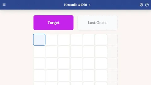Hexcodle official game page captured in a desktop browser