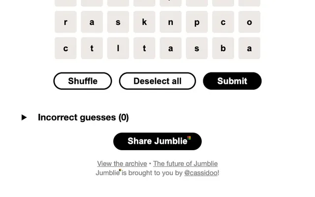 'Jumblie' game in progress
