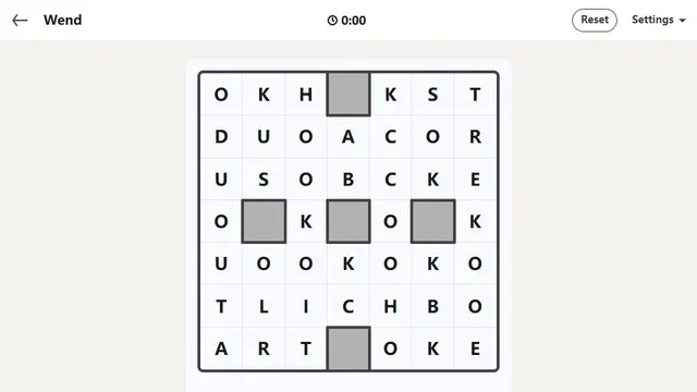 'LinkedIn - Wend' game in progress