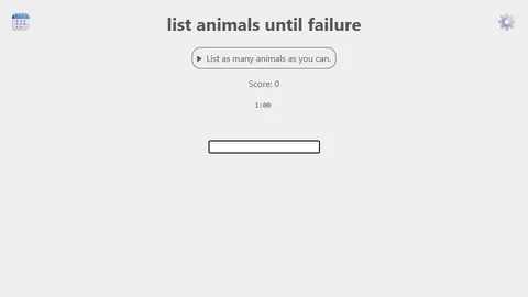 'list animals until failure' game in progress