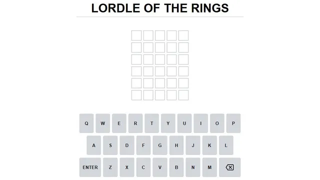 'Lordle of the Rings' game in progress