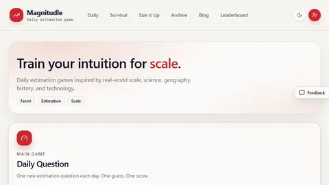 Magnitudle official game page captured in a desktop browser