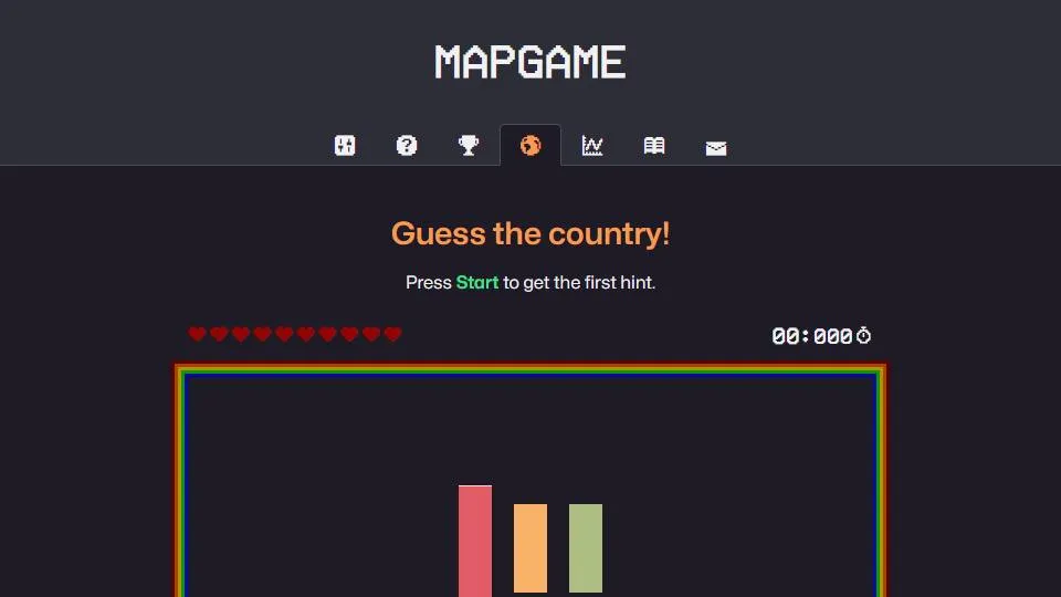 MapGame official game page captured in a desktop browser