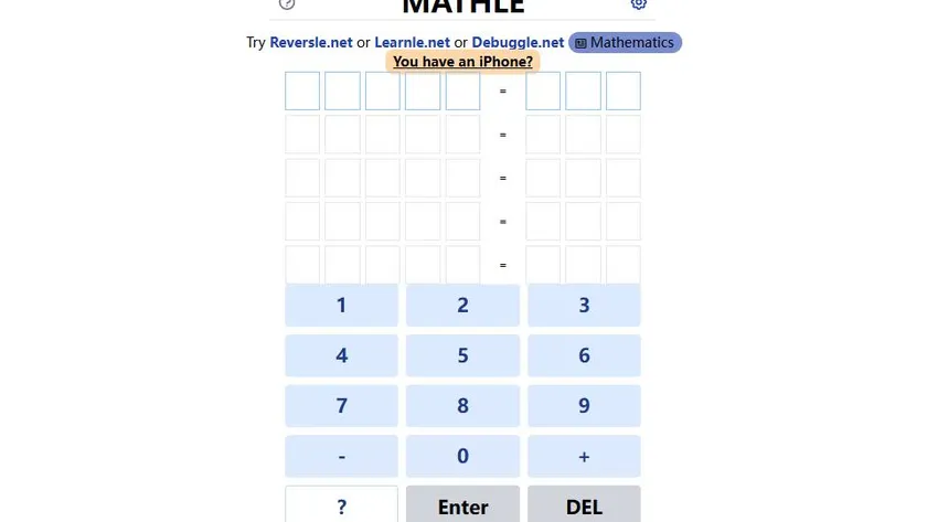 Mathle official game page captured in a desktop browser