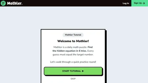 Mathler official game page captured in a desktop browser