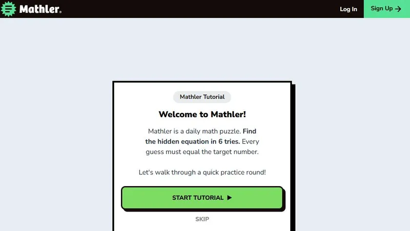 Mathler official game page captured in a desktop browser