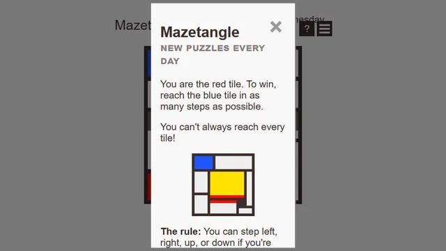 Mazetangle official game page captured in a desktop browser