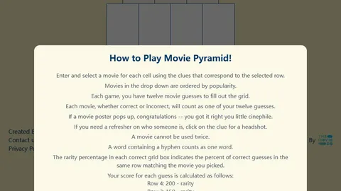 Movie Pyramid official game page captured in a desktop browser