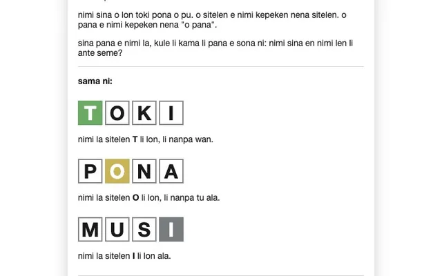 'musi nimi' game in progress