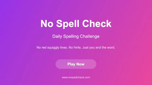 No Spell Check official game page captured in a desktop browser
