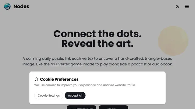 Nodes official game page captured in a desktop browser