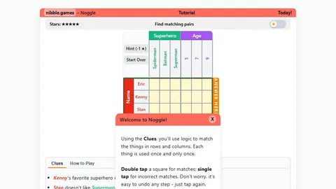 Noggle official game page captured in a desktop browser