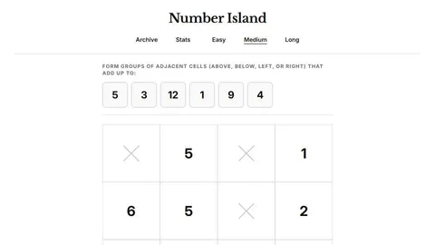 Number Island official game page captured in a desktop browser
