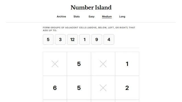 Number Island official game page captured in a desktop browser