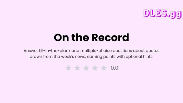 On the Record official game page captured in a desktop browser