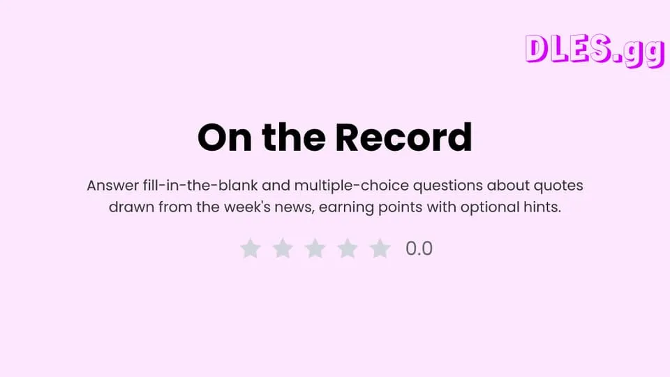 On the Record official game page captured in a desktop browser