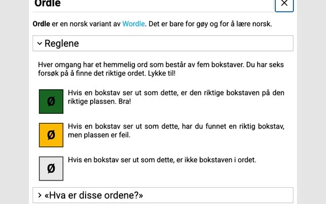 'Ordle' game in progress