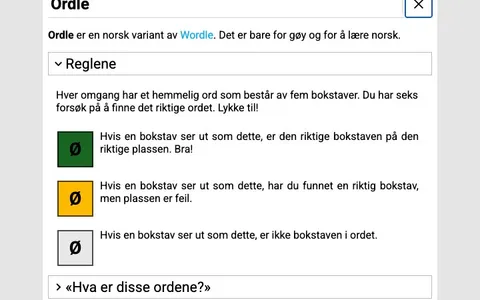 'Ordle' game in progress