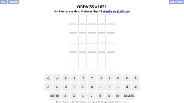'Ordviss' game in progress
