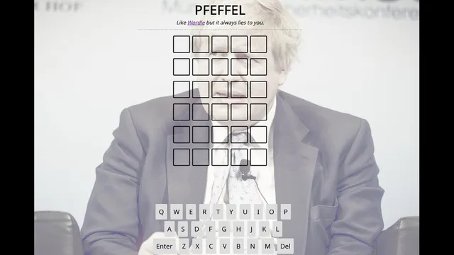 Pfeffel official game page captured in a desktop browser
