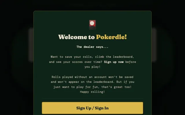 'Pokerdle' game in progress