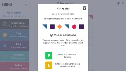 Polygonle official game page captured in a desktop browser