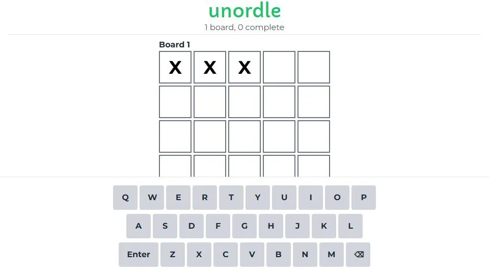 'polyordle' game in progress