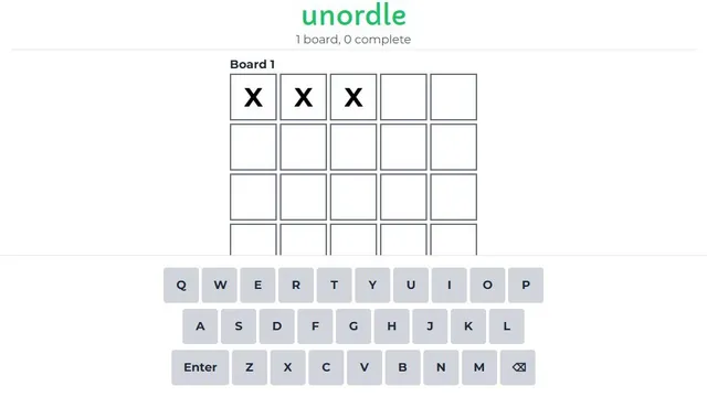 'polyordle' game in progress
