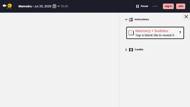 'Puzzmo - Memoku' game in progress