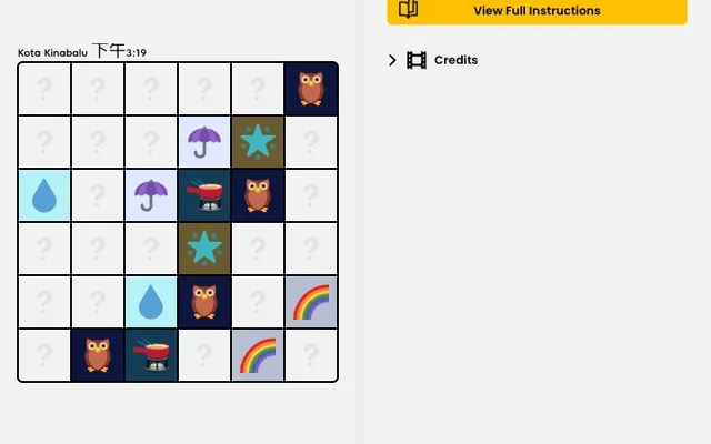 'Puzzmo - Weather Memoku' game in progress