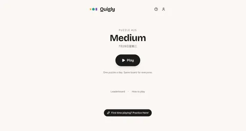 Quigly daily puzzle start screen showing puzzle 25 at medium difficulty