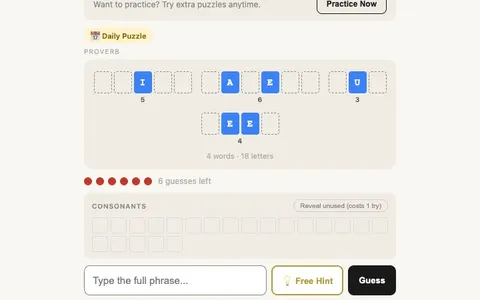 'Quipzle' game in progress