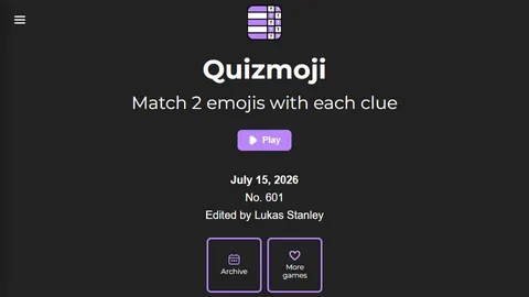 Quizmoji official game page captured in a desktop browser