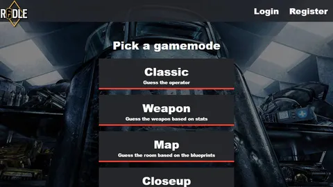 R6dle official game page captured in a desktop browser